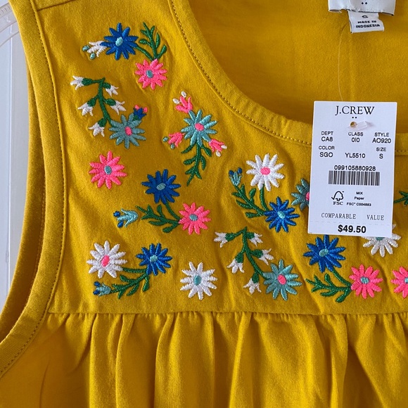 J.Crew Factory Embroidered-Yoke Cotton Tank - Picture 2 of 4